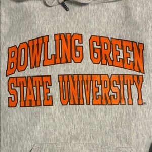 Blue 84 Heather Gray Hoodie with Vibrant Orange Text